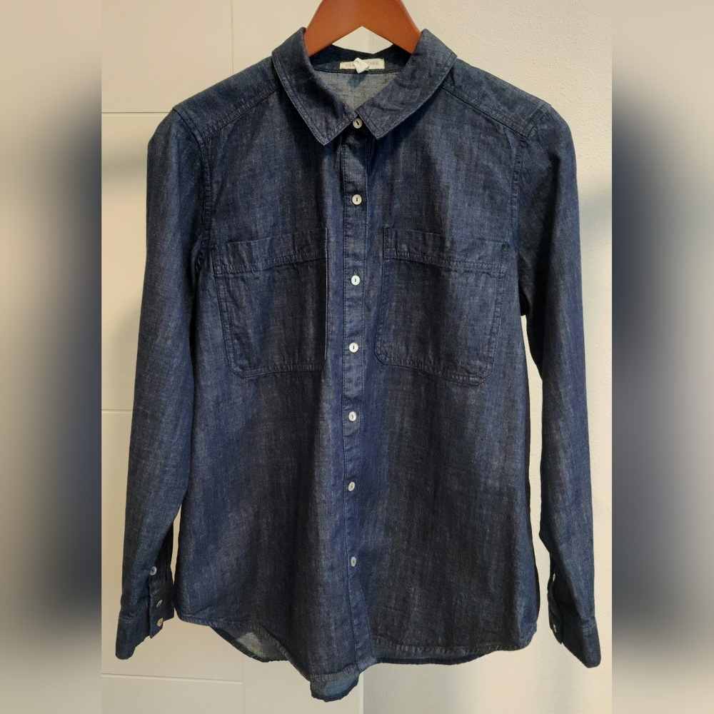 Eileen Fisher 100% Organic Cotton Denim Shirt